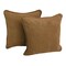 18-inch Double-corded Solid Microsuede Square Throw Pillows with Inserts (Set of 2) - Saddle Brown